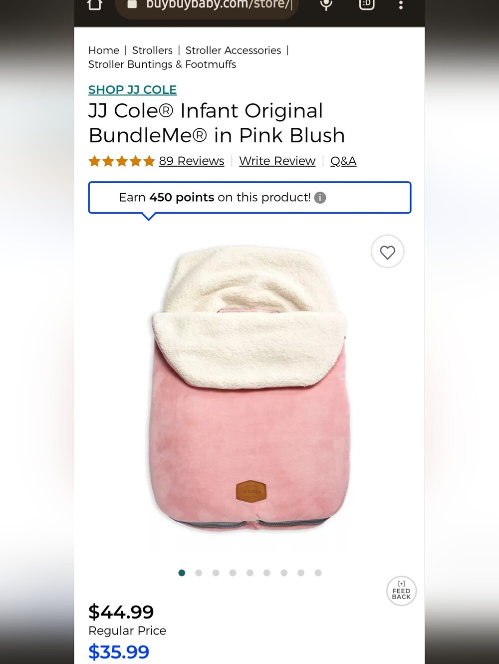 JJ Cole Pink Blush Infant BundleMe® Sleep Sack
